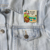 Badge Carré 5 Cm Bouton fait sur commande de pirate (En situation)
