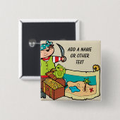 Badge Carré 5 Cm Bouton fait sur commande de pirate (Devant & derrière)