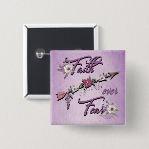 Badge Carré 5 Cm Bouton Faith Over Fear