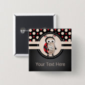 Badge Carré 5 Cm Bouton Fête d'anniversaire de Little Ladybug (Devant & derrière)