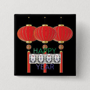 Badge Carré 5 Cm Bouton Fête Mah Jongg News