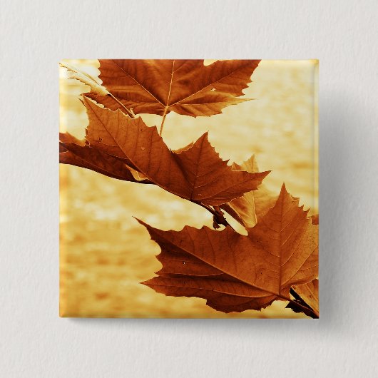 Badge Carré 5 Cm Bouton feuille d'érable (Devant)