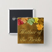 Badge Carré 5 Cm Bouton Feuilles automne (Devant & derrière)