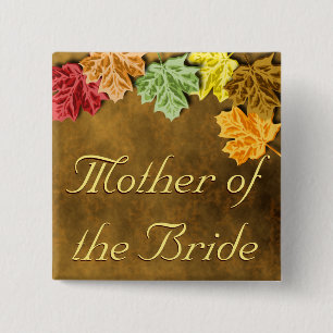 Badge Carré 5 Cm Bouton Feuilles automne