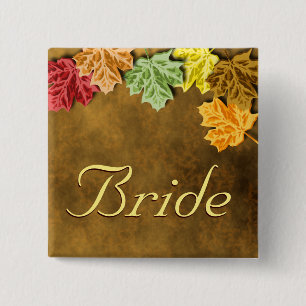 Badge Carré 5 Cm Bouton Feuilles automne