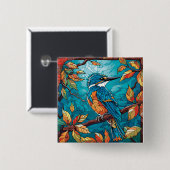 Badge Carré 5 Cm Bouton fisher d'automne (Devant & derrière)