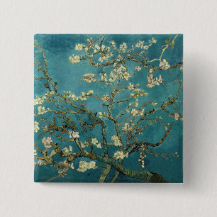 Badge Carré 5 Cm Bouton Fleur d'amande