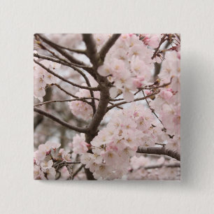 Badge Carré 5 Cm Bouton Fleur de cerise