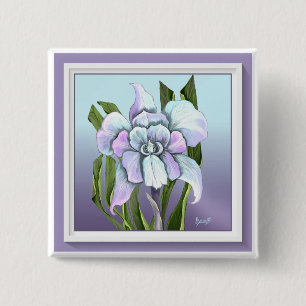 Badge Carré 5 Cm Bouton fleur Smeraldo