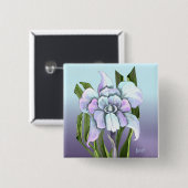 Badge Carré 5 Cm Bouton fleur Smeraldo (Devant & derrière)