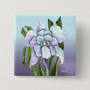 Badge Carré 5 Cm Bouton fleur Smeraldo