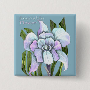 Badge Carré 5 Cm Bouton fleur Smeraldo