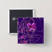 Badge Carré 5 Cm Bouton Fleurs (Devant & derrière)