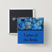 Badge Carré 5 Cm bouton fleurs d'hydrangée bleue (Devant & derrière)
