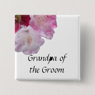 Badge Carré 5 Cm bouton fleurs rhododendron rose