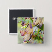 Badge Carré 5 Cm bouton fleurs yucca (Devant & derrière)