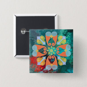 Badge Carré 5 Cm Bouton floral