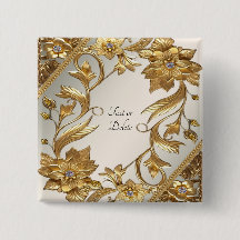 Bouton Floral Feuille Golden Wavy