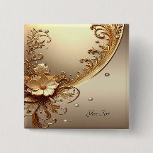 Bouton Floral Orné Doré