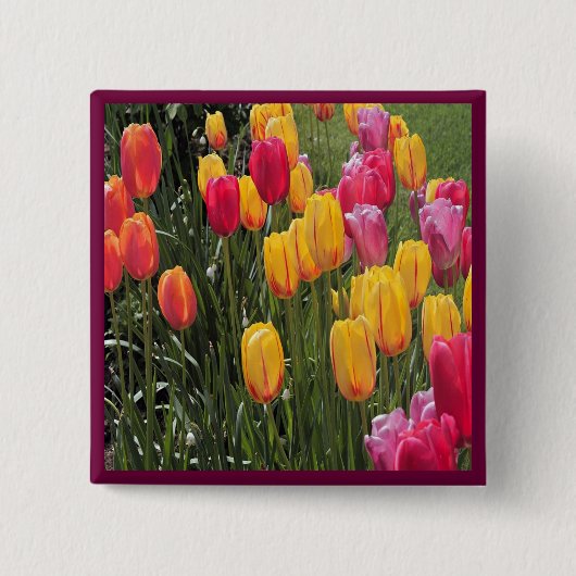 Badge Carré 5 Cm Bouton Flower (Devant)