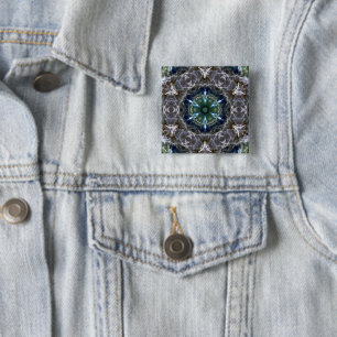 Badge Carré 5 Cm Bouton Folk Mandala
