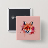 Badge Carré 5 Cm Bouton Fox (Devant & derrière)