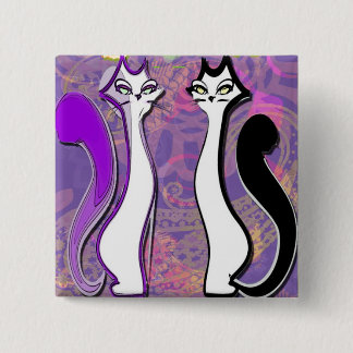 Badge Carré 5 Cm Bouton frais de Purrfectly