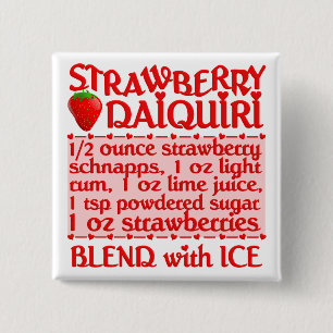 Badge Carré 5 Cm Bouton fraise Daiquiri
