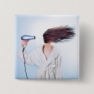 Badge Carré 5 Cm Bouton Funny Bad Hair Day