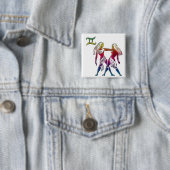 Badge Carré 5 Cm Bouton gai de Gémeaux (En situation)