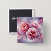Badge Carré 5 Cm Bouton Galaxy Peony (Devant & derrière)