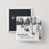 Badge Carré 5 Cm Bouton généalogistes (Devant & derrière)