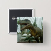 Badge Carré 5 Cm Bouton Giganotosaurus Dinosaur (Devant & derrière)