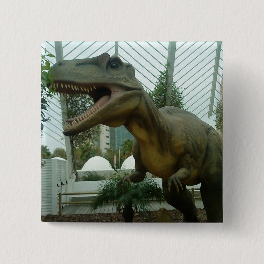 Badge Carré 5 Cm Bouton Giganotosaurus Dinosaur (Devant)