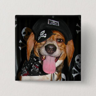 Badge Carré 5 Cm Bouton gothique de chien de pirate de beagle