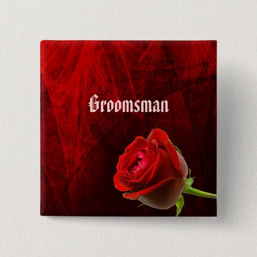 Badge Carré 5 Cm Bouton gothique Rose Groomsman (Devant)