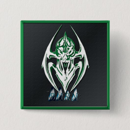 BADGE CARRÉ 5 CM BOUTON GRAPHIQUE DE THÈME DE BRÛLURE (Devant)