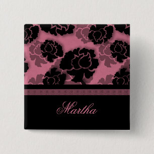 Badge Carré 5 Cm Bouton Grungy Floral Decadence, Rose