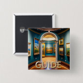 Badge Carré 5 Cm Bouton Guide du musée personnalisé (Devant & derrière)