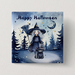 Badge Carré 5 Cm Bouton Halloween Aquarelle personnalisable