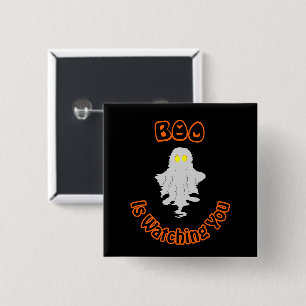 Badge Carré 5 Cm Bouton Halloween   Boo Vous Regarde