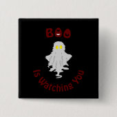 Badge Carré 5 Cm Bouton Halloween | Boo Vous Regarde (Devant)
