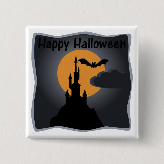 Badge Carré 5 Cm Bouton Halloween Éffrayant Castle