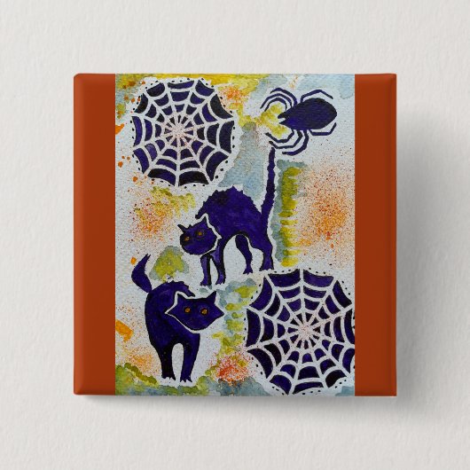Badge Carré 5 Cm Bouton Halloween enchanté (Devant)