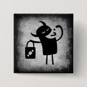 Badge Carré 5 Cm Bouton Halloween Monster Trick ou Traiter (Devant)