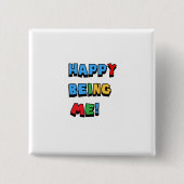 Badge Carré 5 Cm Bouton Happy Being Me (Devant)