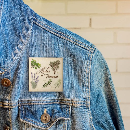 Badge Carré 5 Cm Bouton Herbes de Provence