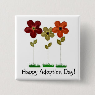 Badge Carré 5 Cm bouton heureux de jour d'adoption