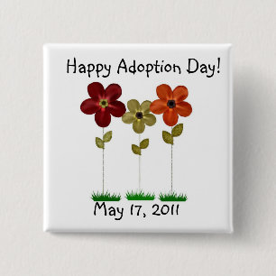 Badge Carré 5 Cm bouton heureux de jour d'adoption