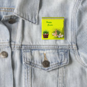 Badge Carré 5 Cm Bouton heureux de Pâques (En situation)